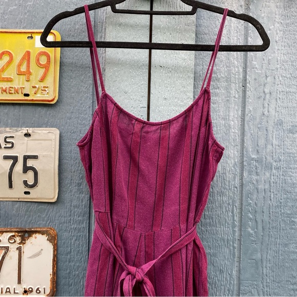 Purple striped romper one piece ties in front, size Medium - Picture 6 of 8
